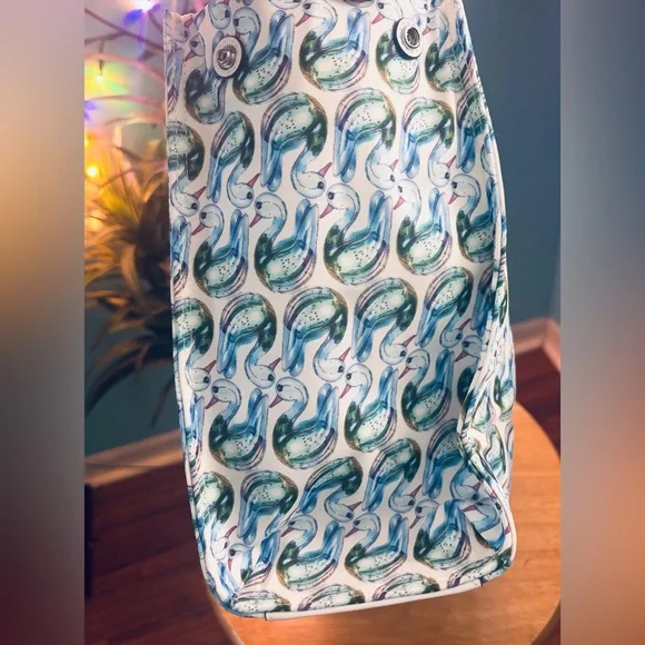 Tory Burch NWT Blue Swan Printed Ella Tote - Picture 6 of 13